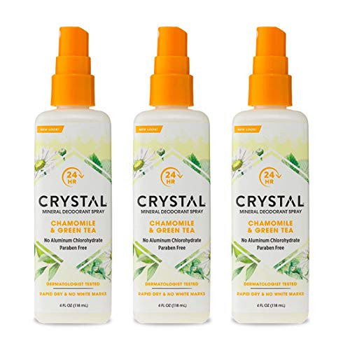 Crystal Essence Mineral Deodorant Spray Chamomile  Green Tea 4 oz Pack of 3