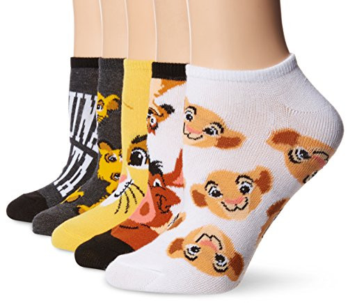 Disney womens Lion King 5 Pack No Show Casual Sock Black Assorted Fits Sock Size 911 Fits Shoe Size 49 US