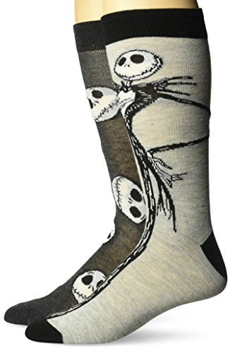 Disney mens Nightmare Before Christmas 2 Pack Crew Casual Sock Assorted Grey Fits Sock Size 1013 Fits Shoe Size 65125 US