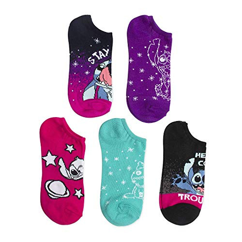 Disney Lilo  Stitch Womens 5 Pack No Show Socks Size Sock Size 911Shoe Size 4105 Purple