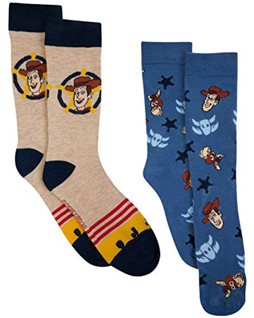 Disney Pixar Toy Story Woody Bullseye Mens 2 Pack Casual Crew Socks Blue Large Disney Pixar Toy Story Woody Bullseye Mens 2 Pack Casual Crew Socks Blue Large