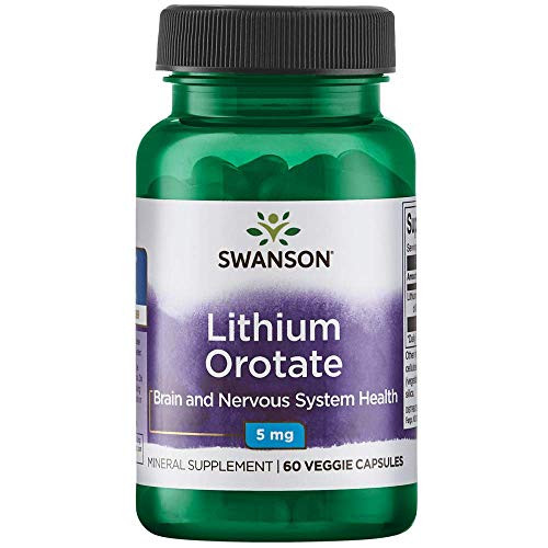 Swanson Lithium Orotate Antioxidant Mood Emotional Wellness Behavior Memory Support Supplement 5 mg 60 Veggie Capsules Elemental Lithium