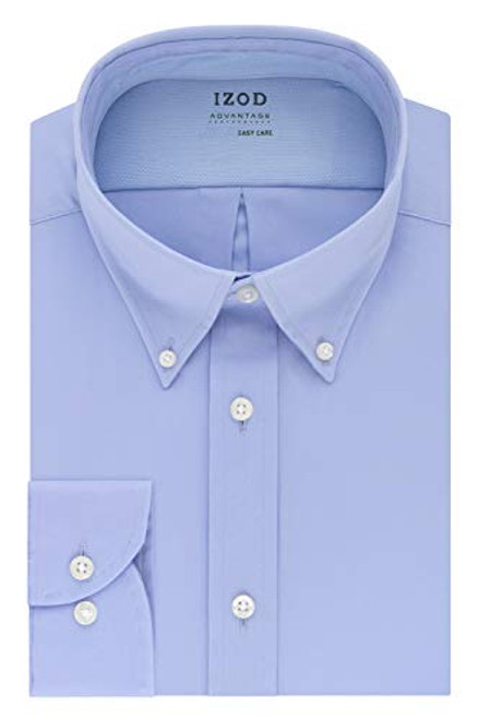 IZOD Mens Dress Shirt Regular Fit Stretch FX Cooling Collar Solid Sky Blue 17175 Neck 3435 Sleeve XLarge
