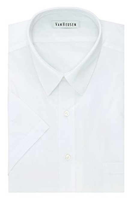 Van Heusen Mens FIT Short Sleeve Dress Shirts Poplin Solid Big and Tall White 185 Neck XXLarge