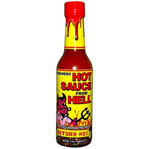 Habanero Spicy Hot Sauce From Hell  5 oz  Premium Gourmet Spicy Hot Habanero Sauce for Buffalo Wings Steaks and Chili  Warning  Try if you Dare!