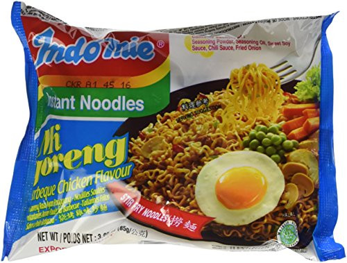 Indomie Instant Fried Noodles BBQ Chicken Flavor for 1 Case 30 Bags