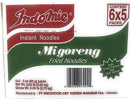 Indomie Mi Goreng Instant Stir Fry Noodles Halal Certified Original Flavor 3 Ounce Pack of 30
