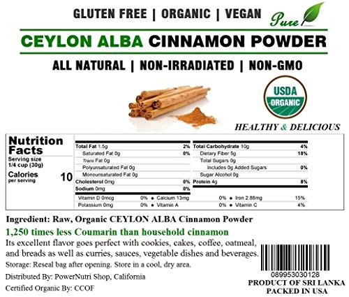 1 LB16oz CEYLON ALBA GRADE Cinnamon Powder 100 ORGANIC PURE Premium CEYLON ALBA GRADE Cinnamon Powder SRI LANKA