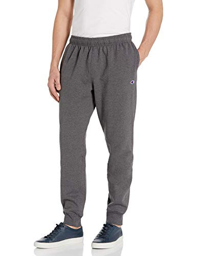 Champion Mens Powerblend Retro Fleece Jogger Pant Granite Heather Large