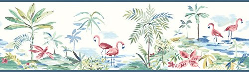 Chesapeake 311312222B Teal Lagoon Watercolor Border