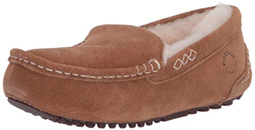 Dearfoams Womens Fireside Shearling Mel Moccasin Water Resistant Slipper Chestnut US 7 M