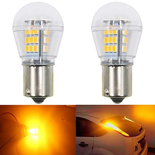 AMAZENAR 2-Pack 1056 BAU15S 7507 12496 5009 PY21W Extremely Bright Amber/Yellow LED Light 9-30V-DC, 2835 33 SMD Replacement Bulbs for Turn Signal Lights Blinker