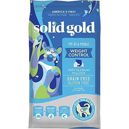 Solid Gold  Fit as a Fiddle with Fresh Caught Alaskan Pollock  Grain Free  Gluten Free  Holistic Weight Control Adult Dry Cat Food  6lb Bag