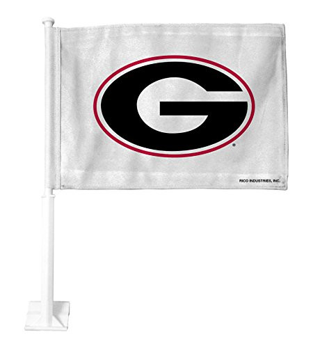 NCAA Rico Industries Car Flag including Pole Georgia Bulldogs  White