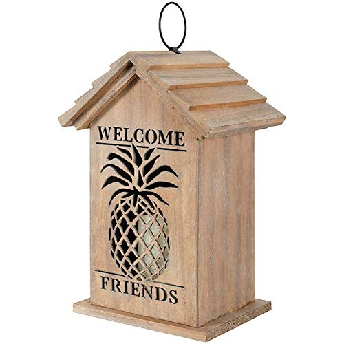 Carson 57493 Welcome Friends Wooden House Cutout Lantern 11 Inches High