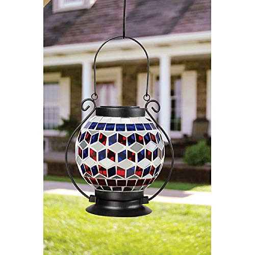Carson 65839 America Mosaic Lantern 6inch High Multicolor