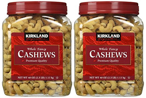 Kirkland Signature Whole Cashews 2pack Two 25 lb Jars Fancy Grade Mothers Day Gift