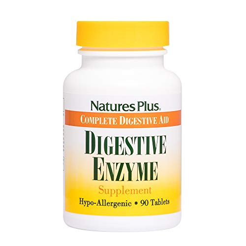 NaturesPlus Digestive Enzyme  129 mg Pancreatin 90 Tablets  Healthy Digestion Support with Papain  Aids in Breakdown of Starch Protein  Fat  Hypoallergenic  90 Servings