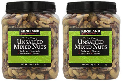 KIRKLAND SIGNATURE QNKDQK Extra Fancy Unsalted Mixed Nuts 25 LB 2 Pack of 40 Ounce