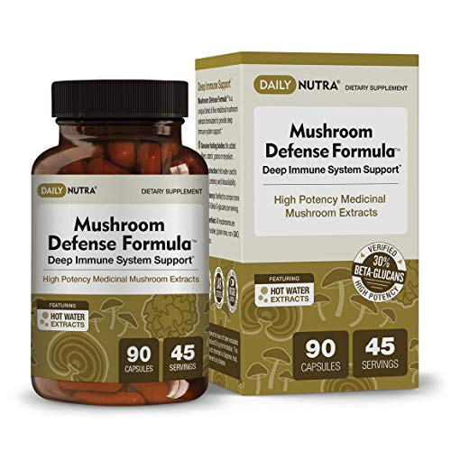 Mushroom Defense Formula by DailyNutra  Immune Support Supplement  Organic Mushrooms Hot Water Extracted  Reishi Chaga Maitake Shiitake  Turkey Tail 90 Capsules