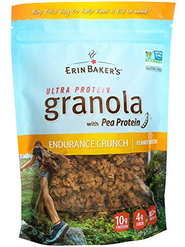 Erin Bakers Ultra Protein Granola Endurance Crunch Peanut Butter GlutenFree Vegan NonGMO Cereal 12ounce bags Pack of 6