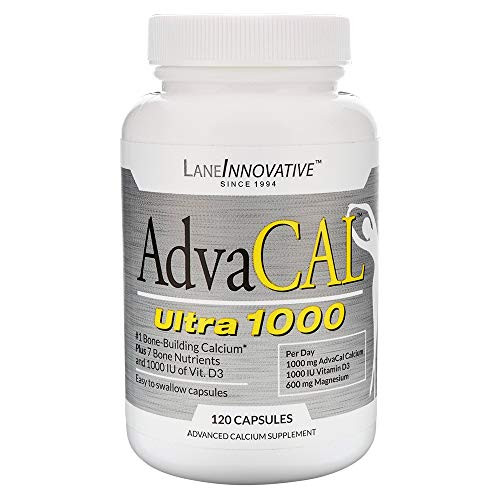 Lane Innovative  AdvaCAL Ultra 1000 Bone Building Calcium Including Vitamin D3 and Magnesium Easy Absorption 120 Capsules