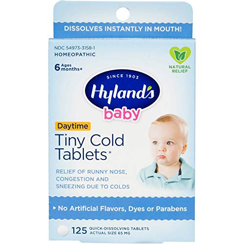 Hylands Baby Tiny Cold Tablets Natural Relief of Runny Nose Congestion and Occasional Sleeplessness Due to Colds 125 QuickDissolving Tablets