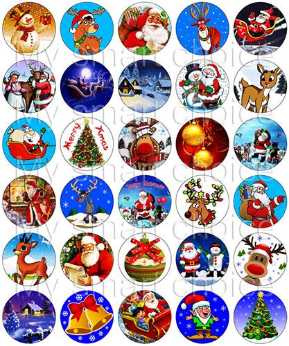 30 x Edible Cupcake Toppers  Christmas Xmas Party Collection of Edible Cake Decorations | Uncut Edible Prints on Wafer Sheet
