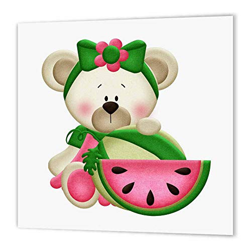 3dRose ht2110091 Cute White Bear with a Watermelon Illustration IronOn Heat Transfer for White Material 8 x 8