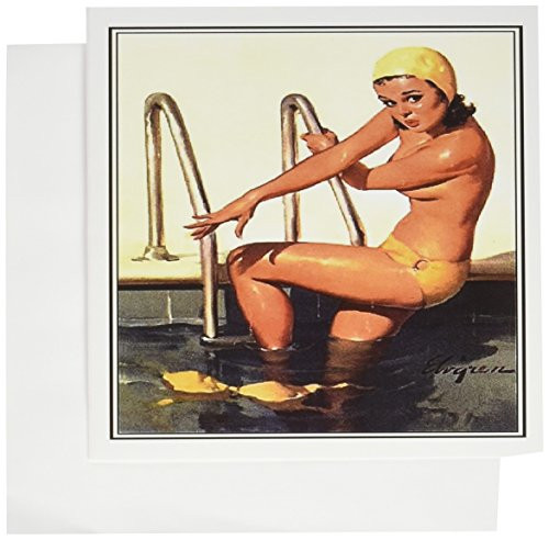 3dRose Print of Elvgren Pinup Swim Suit Malfunction  Greeting Cards 6 x 6 Set of 6 gc2041571