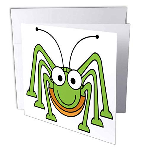 3dRose Print of Large Green Grasshopper Cartoon  Greeting Cards 6 x 6 Set of 12 gc2051462
