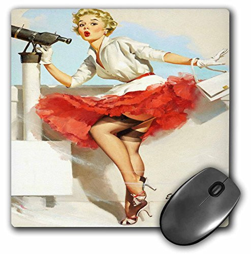 3dRose Print of Elvgren Pinup All Aboard  Mouse Pad 8 by 8 mp2040671