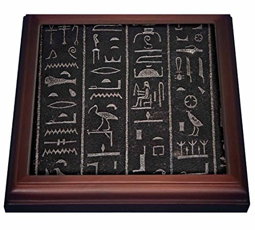 3dRose Print of Real Egyptian Vintage Hieroglyphs Trivet with Ceramic Tile 8 By 8Inch Brown