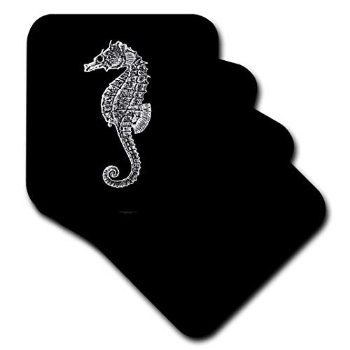 3dRose CST1649562 Black Seahorse Print Sea Horse Ocean Marine Beach Aquarium Aquatic Soft Coasters Set of 8 3dRose CST1649562 Black Seahorse Print Sea Horse Ocean Marine Beach Aquarium Aquatic Soft Coasters Set of 8