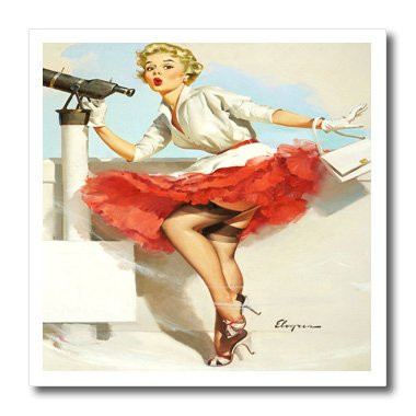 3dRose ht2040671 Print of Elvgren Pinup All Aboard Iron on Heat Transfer 8 by 8