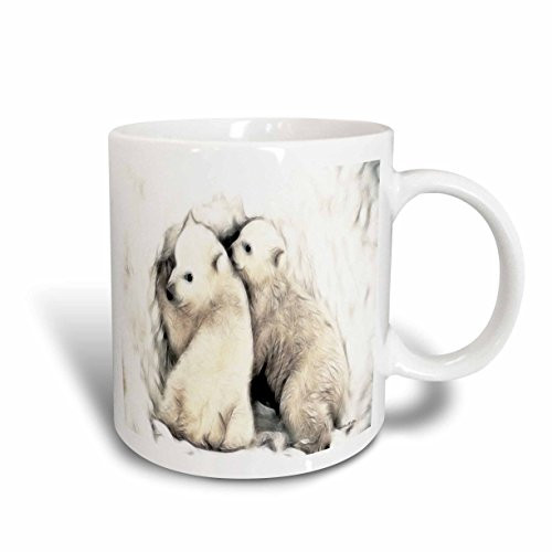 3dRose Polar Bear Cubs Ceramic Mug 11 oz Multicolor