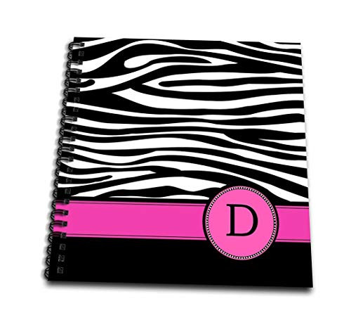 3dRose db1542753 Letter D Monogrammed Black and White Zebra Stripes Animal Print with Hot Pink Personalized Initial Mini Notepad 4 x 4