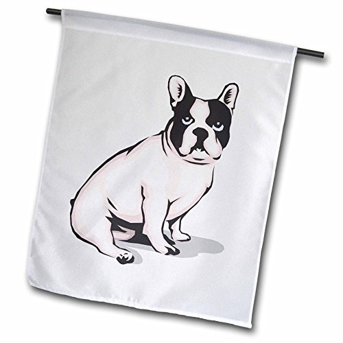 3dRose fl1291151Cute and Cuddly Canine Sitting French Bulldog Garden Flag 12 x 18