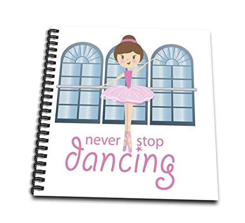 3dRose Never Stop Dancing with Cute Ballerina and Pink Tutu in The StudioMini Notepad 4 by 4 db2196833