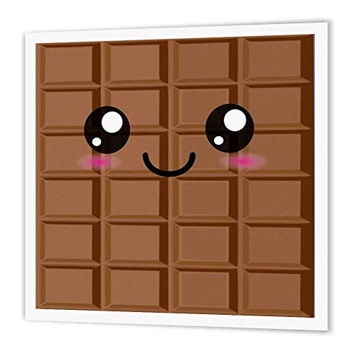 3dRose ht575002 Kawaii Happy Milk Chocolate Bar  Cute Smiley Foods  Japanese Style Cartoon Anime Character  Iron on Heat Transfer 6 by 6 for White Material