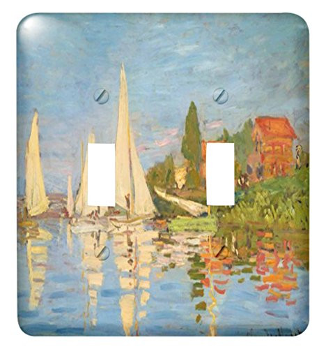 3dRose lsp2038682 Print of Monet Painting Regatta At Argenteuil Double Toggle Switch