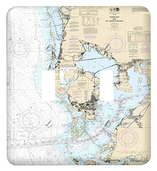 3dRose lsp2142512Print Of Nautical Map Of Tampa Bay Double Toggle Switch