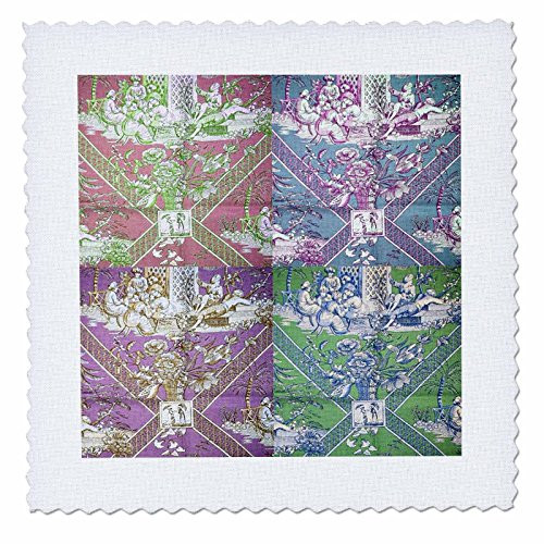 3dRose Turkish Toile Presented in Four Colors Popular Toile Print  Quilt Square 12 by 12Inch qs2180994