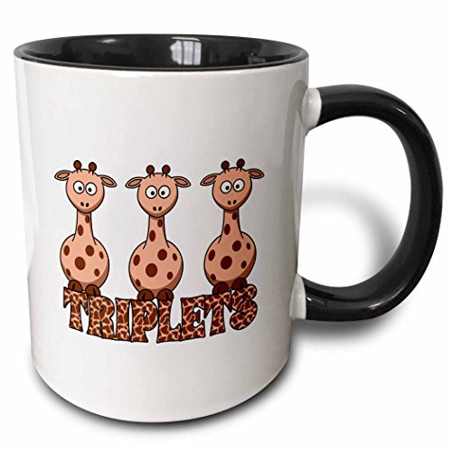 3dRose Three Giraffe Print for Non Gender Specific Triplets Two Tone Mug 11 oz Black