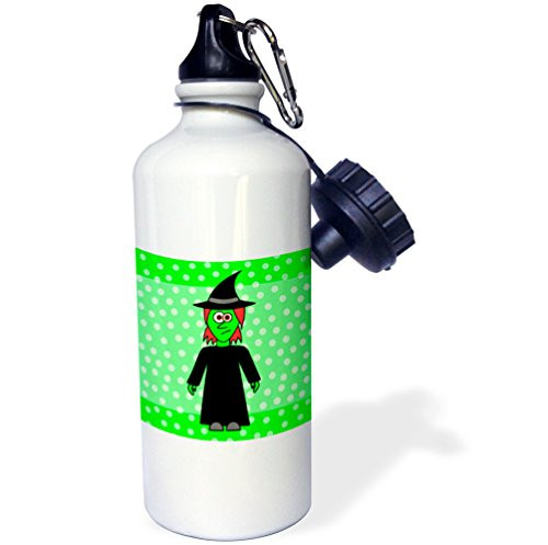 3dRose Cute Wicked Witch Gift Sports Water Bottle 21 oz White