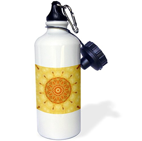 3dRose Garden Circle Gift Mandala Sports Water Bottle 21 oz White
