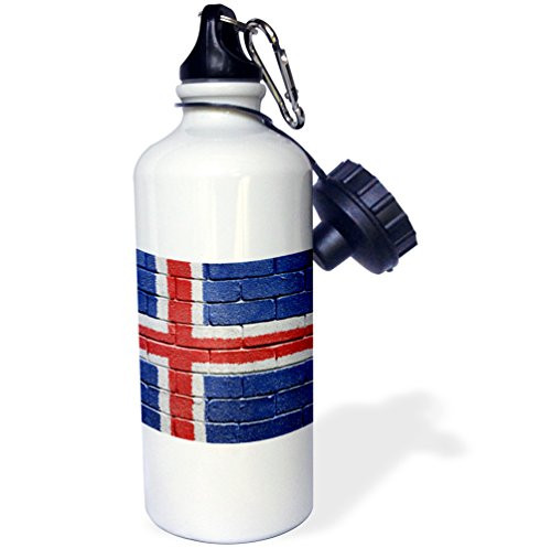 3dRose National flag of Iceland painted onto a brick wall Icelandic Sports Water Bottle 21 oz White