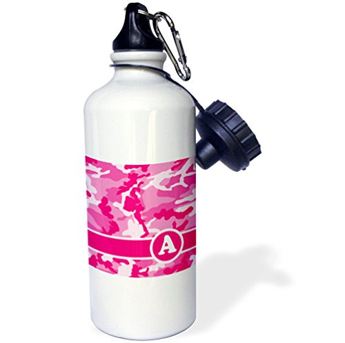 3dRose Cute Pink Camo Camouflage Letter ASports Water Bottle 21oz  Multicolored