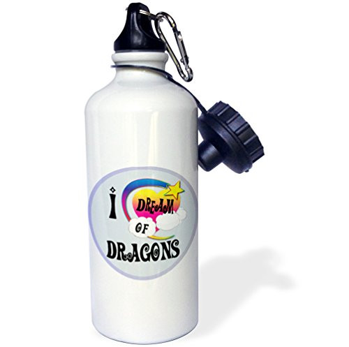3dRose Cute Girly Heart Star Clouds I Dream of DragonsSports Water Bottle 21oz  21 oz Multicolor