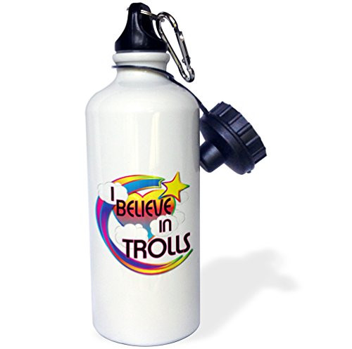 3dRose Trolls Cute Believer DesignSports Water Bottle 21oz  21 oz Multicolor